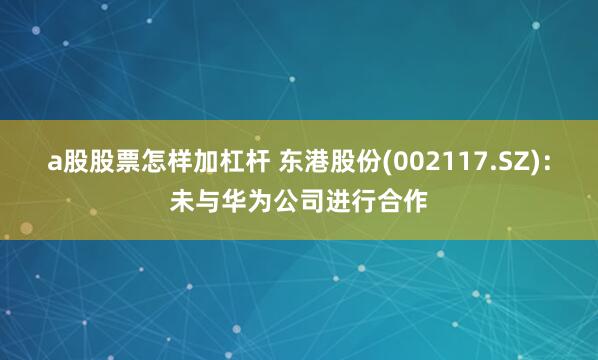 a股股票怎样加杠杆 东港股份(002117.SZ)：未与华为公司进行合作