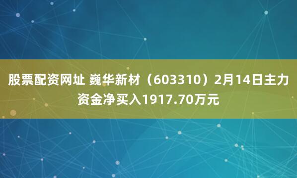 股票配资网址 巍华新材(603310)2月14日主力资金净买入1917.70万元